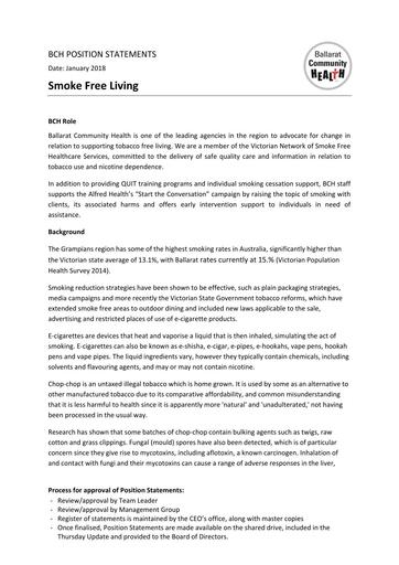 Smoke Free Living January 2018