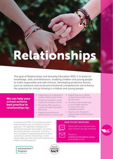 Health Promoting Schools Relationships A4 Flyer