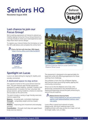 BCH Seniors HQ Newsletter August 2026