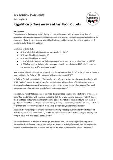 Fast Food Outlets July 2018