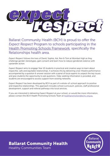 Expect Respect Program A4 Flyer