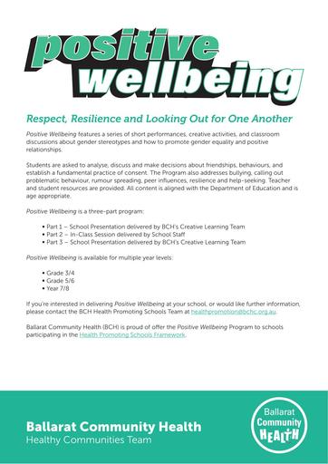 Positive Wellbeing Program A4 Flyer