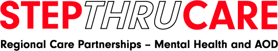 Step Thru Care logo, coloured text on white backdrop